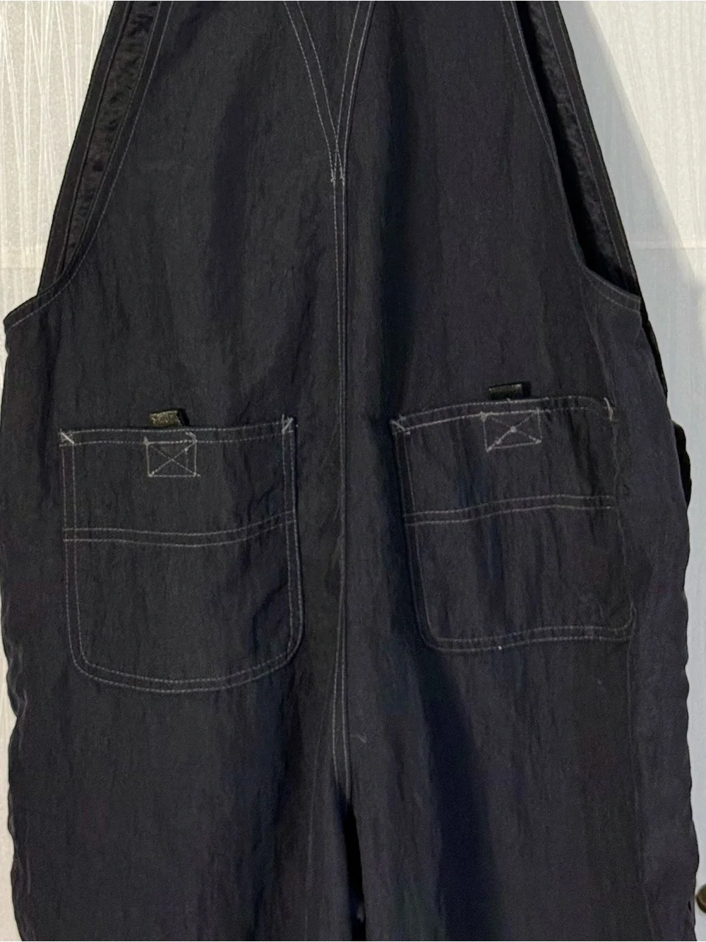 Vintage Y2K UNIONBAY Black Nylon Utility Bib Overalls Size L - Picture 6 of 11